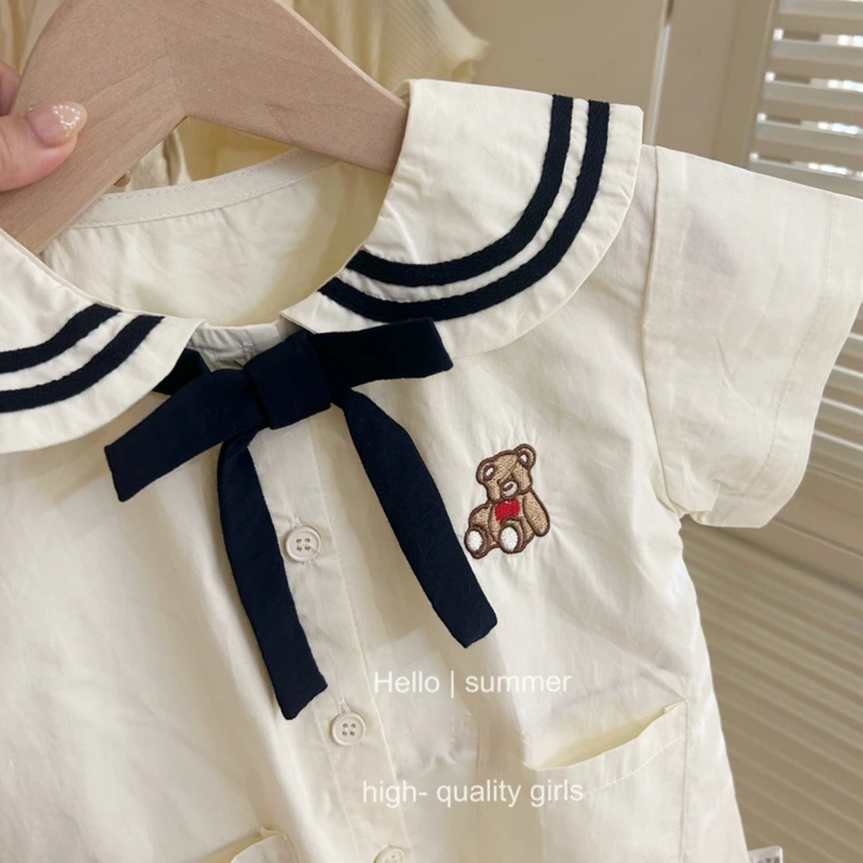 Vestido de manga corta estilo universitario de estilo marino para niñas estilo verano bebé rendimiento de jardín de infantes uniforme escolar uniforme de jardín falda de princesa