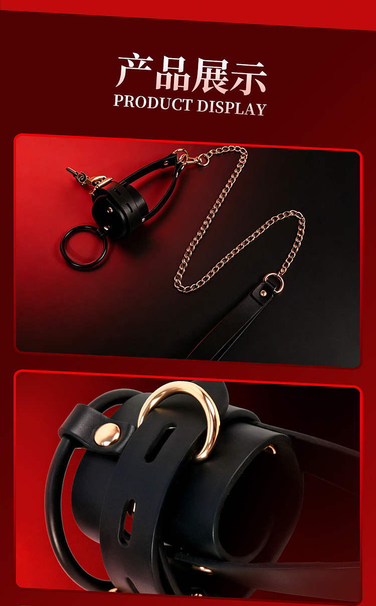 SM Locking Bird Restraint Belt in PU Leather for Adult Couples — detail image 12