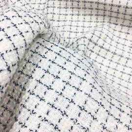 格子小香风粗纺编织梭织毛纺粗花呢面料外套包包女春秋布料