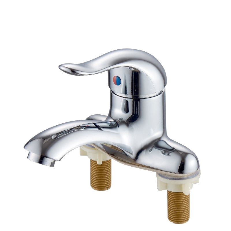 Lavabo de baño de cobre, grifo de doble orificio giratorio, frío y caliente, lavabo de baño de tres orificios, grifo, lavabo al por mayor