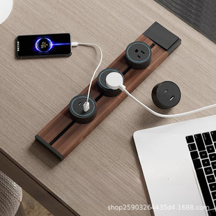 Taiwan 110V Imitation Wood Grain Mobile Track Socket Retro Wall-Mounted Black American Standard USB Power Supply White Type-C