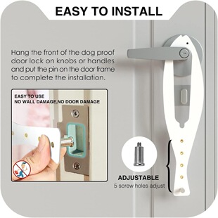Pet Door Stopper, Door Latch to Prevent Dogs from Entering, Elastic Door Lock for Cats, Free Entry and Exit for Cats, Adjustable