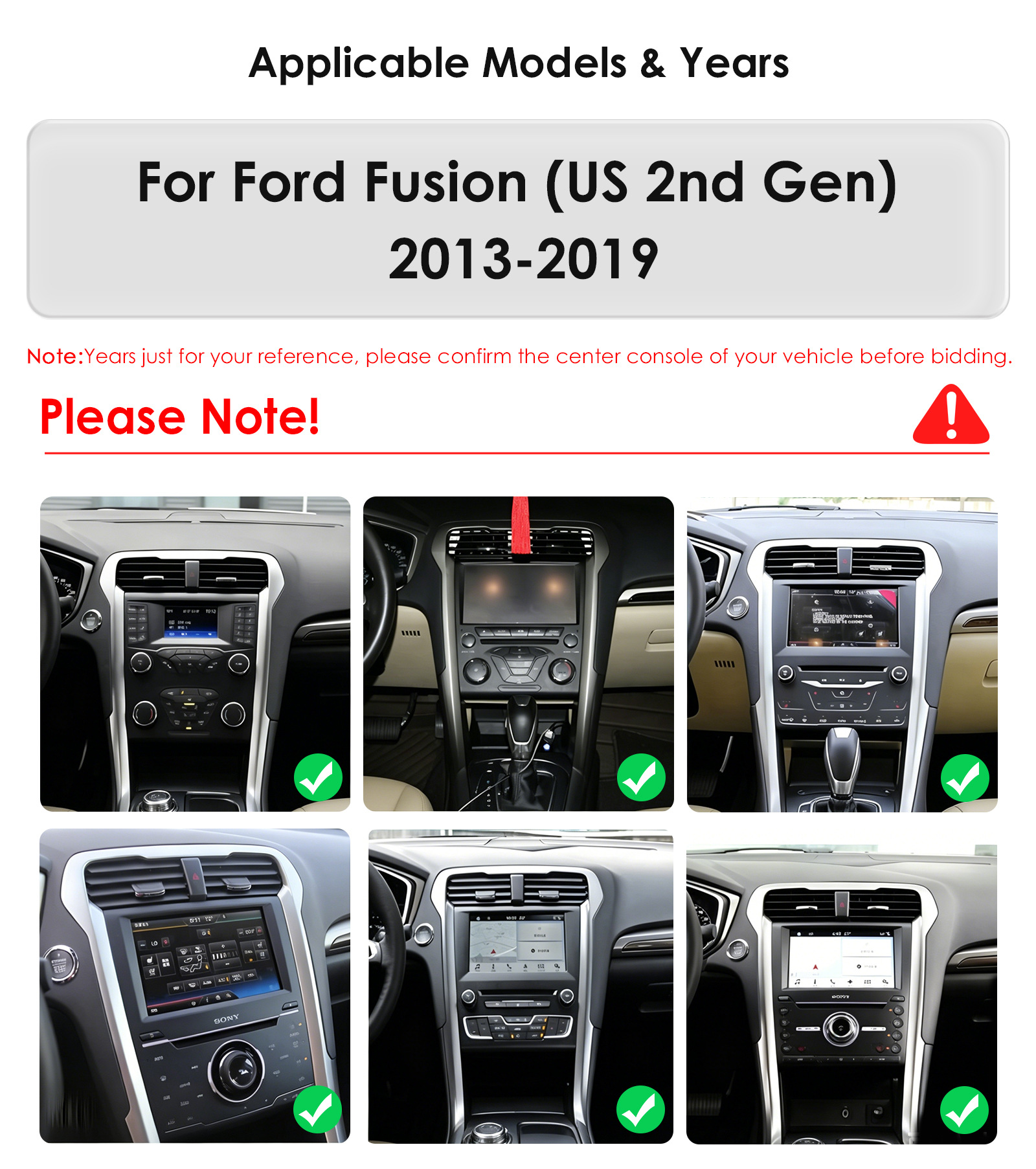 Compatible with Ford Mondeo and Ford Fusion 2nd generation (models 2013-2019) large-screen Android car navigation with CarPlay