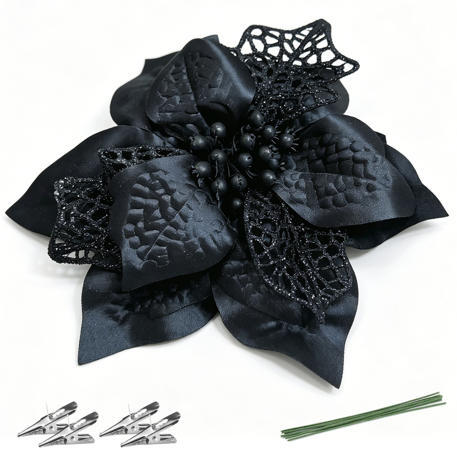 Flores grandes - Negro