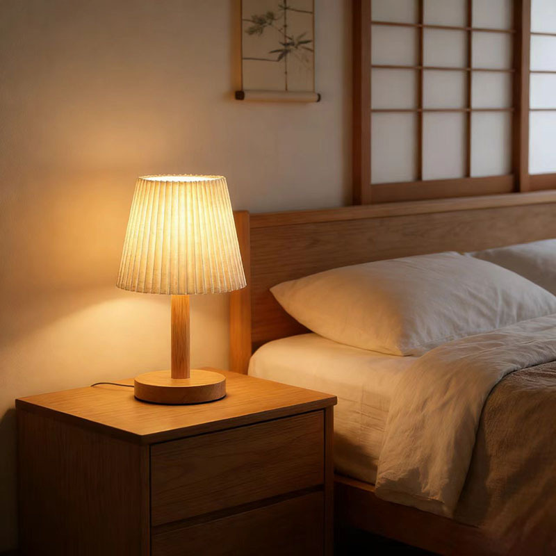 Lámpara de noche de estilo coreano de madera de madera japonesa linas de cama nórdicas lámpara de cabecera de cama de bar decoración de lámpara image 2