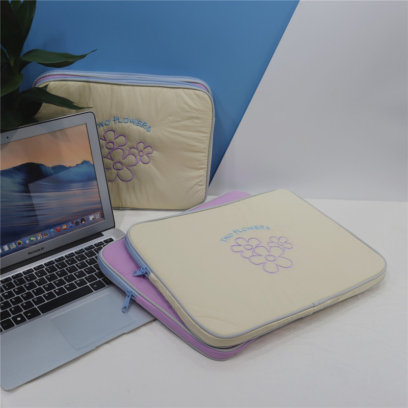 Space Cotton Embroidered Computer Bag 14inch Women's Inner Bag 16inch Bubble Wrap Cotton Polyester Soft Notebook Breathable and Shock-Resistant