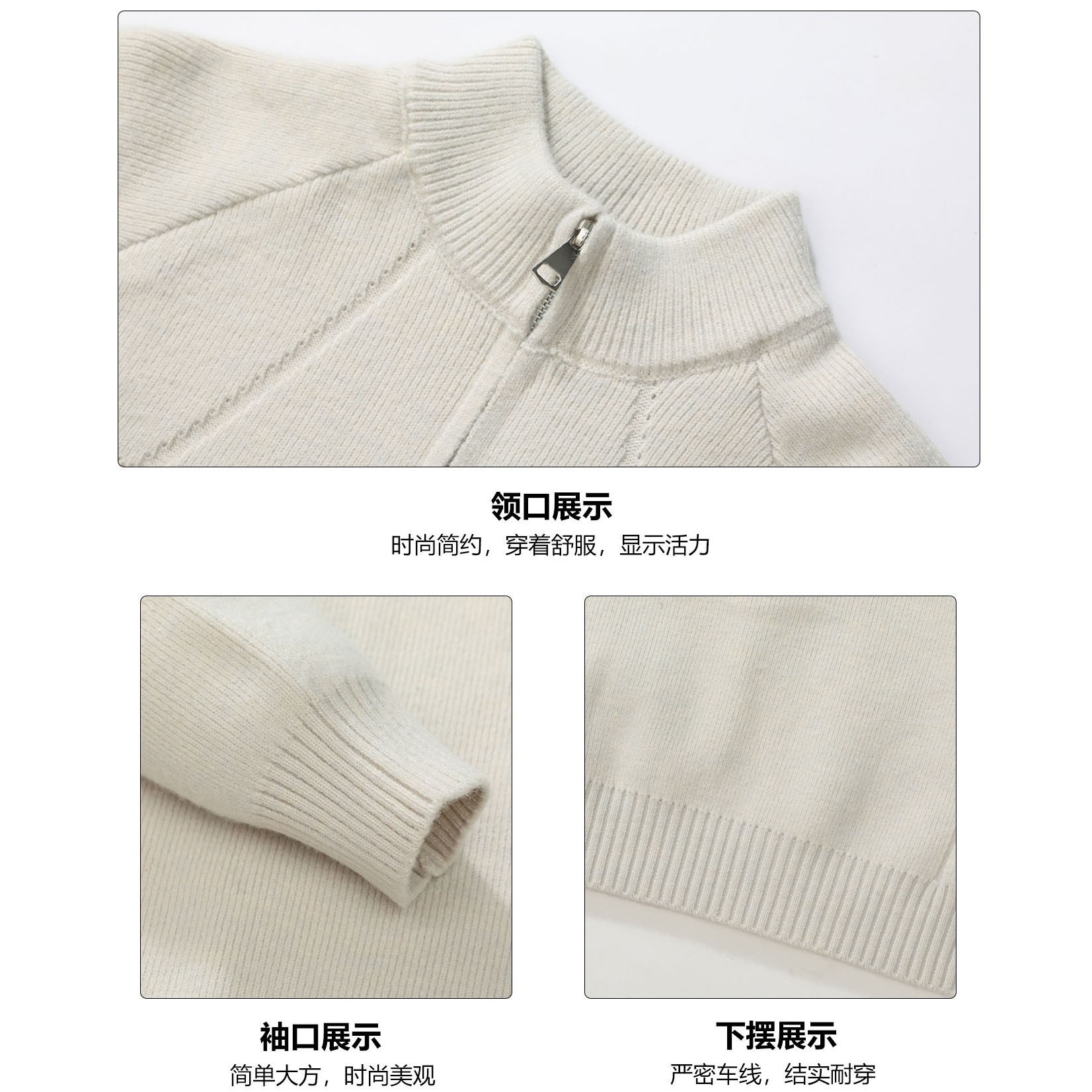 Explosiones transfronterizas de tamaño europeo medio suéter con cremallera hombre camiseta de punto universal otoño invierno viejo viento de negocios de alto nivel fábrica al por mayor