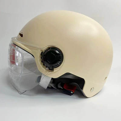 Motosiklet kaskı (dəbilqə): Protection Safety Helmet, Motorcycle Riding Helmet - 3c-frosted-rice-transparent-short-lenses