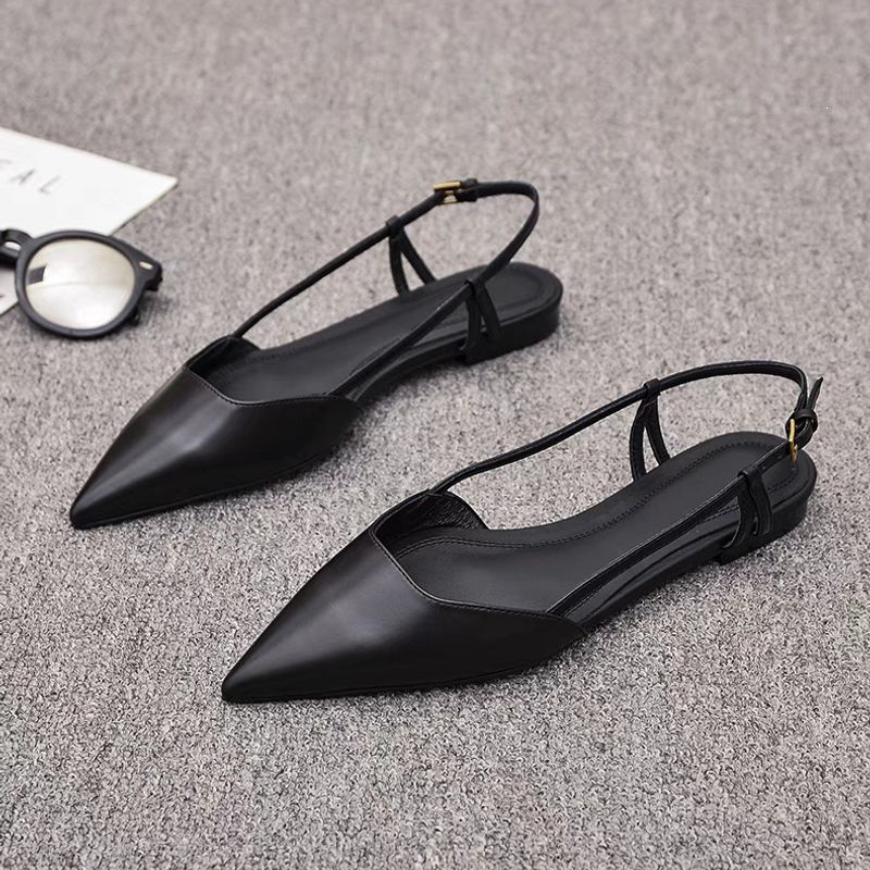 Women's Flat Shoes 2026 Spring/Summer New European and American Style Pointed Toe Soft Sole Fairy Low Heel Closed-Toe Roman Style