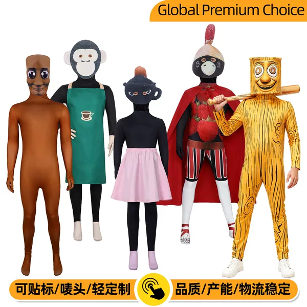 Foreign Mountain and Sea Classic Tung Tung Tung Sahur Halloween Performance Costume Stickman Cosplay Outfit