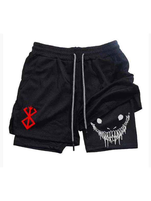 Pantalones cortos de cara fantasma de la serie Dragon Ball, estampado de verano, doble capa, dos en uno, baloncesto masculino, correr, pantalones cortos deportivos casuales para el hogar
