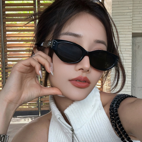 New cat-eye gm sunglasses for women with good looks and round faces, sunglasses for men, sun protection, fashionable and trendy anti-UV glasses