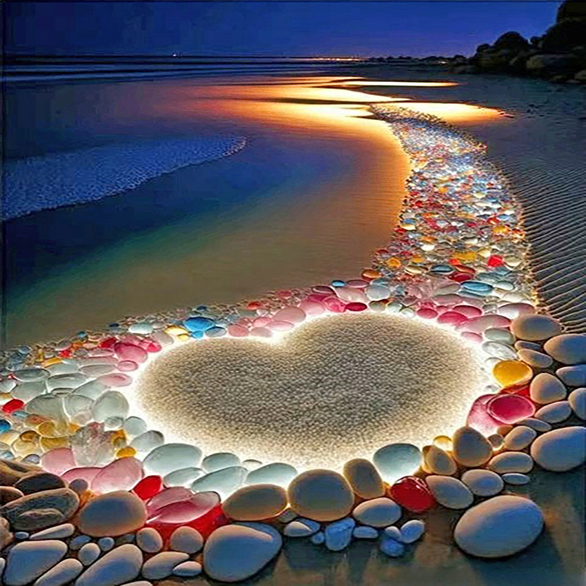 Pintura de diamantes DIY transfronteriza al por mayor, 5D, superventas, con diseño de luna junto al mar, diamantes redondos, diamantes completos, diamantes cuadrados, pintura decorativa para sala de estar