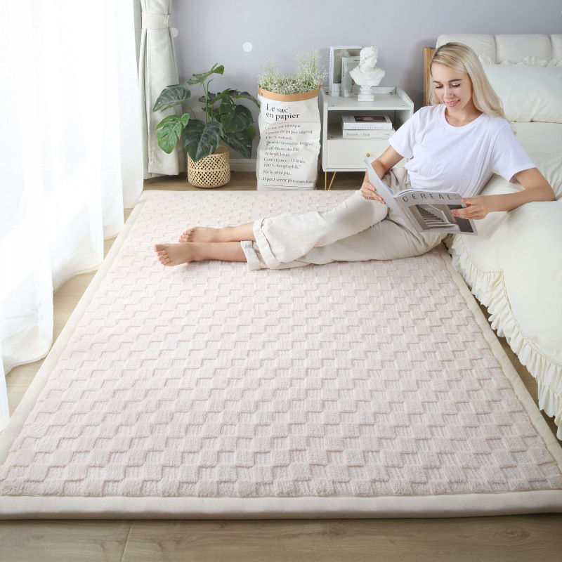 Alfombra de color sólido para sala de estar, alfombra para dormitorio, alfombra tatami gruesa, alfombra de fácil cuidado para sofá y mesa de centro.