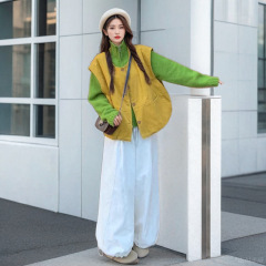 秋冬新款灯芯绒外套女减龄开衫马甲背心冬季休闲针织毛衣两件套装
