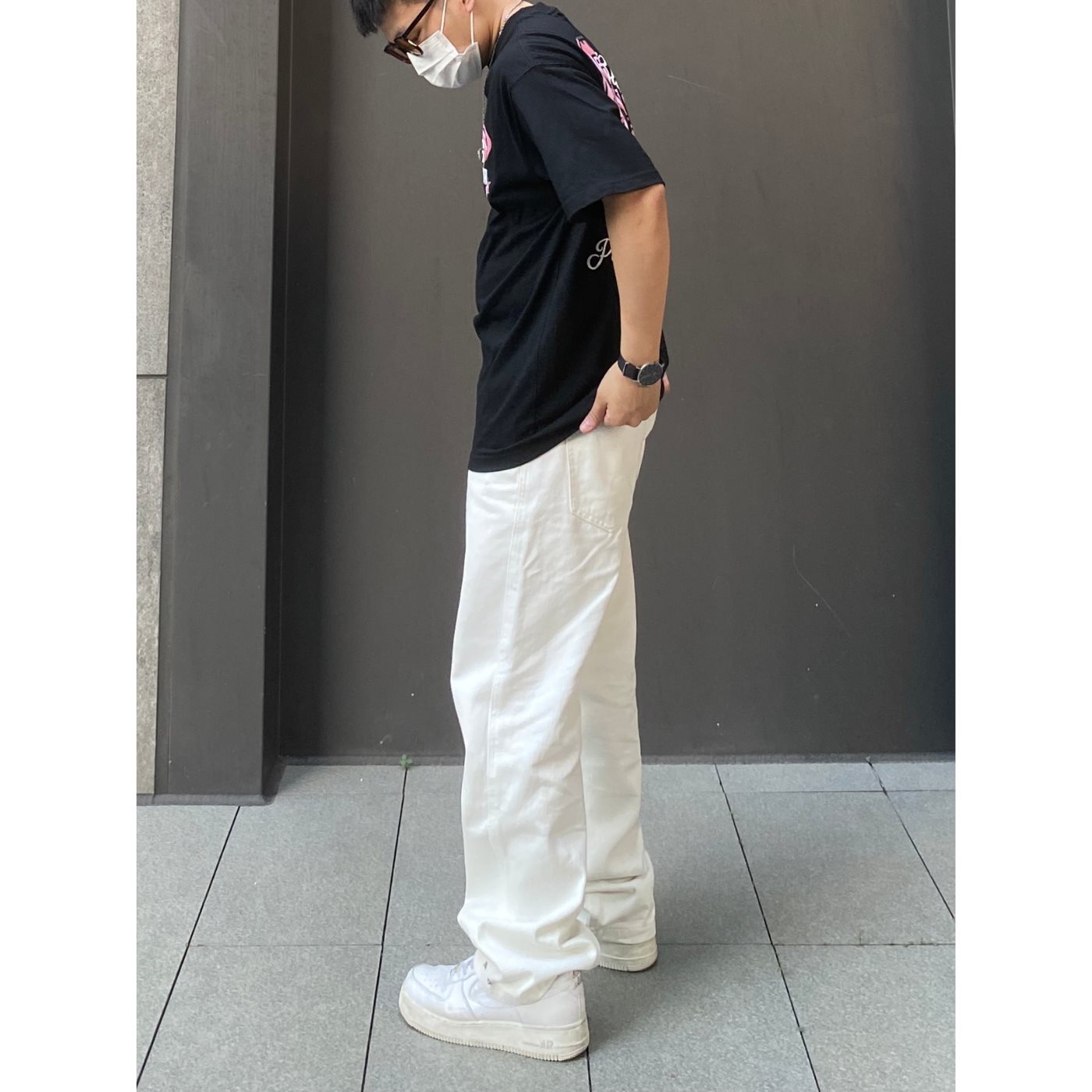 Japanese white retro jeans for men and women