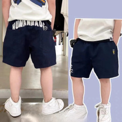 2024夏季新款童裝男孩中大童 日系潮牌寬鬆梭織卡通字母休閒短褲