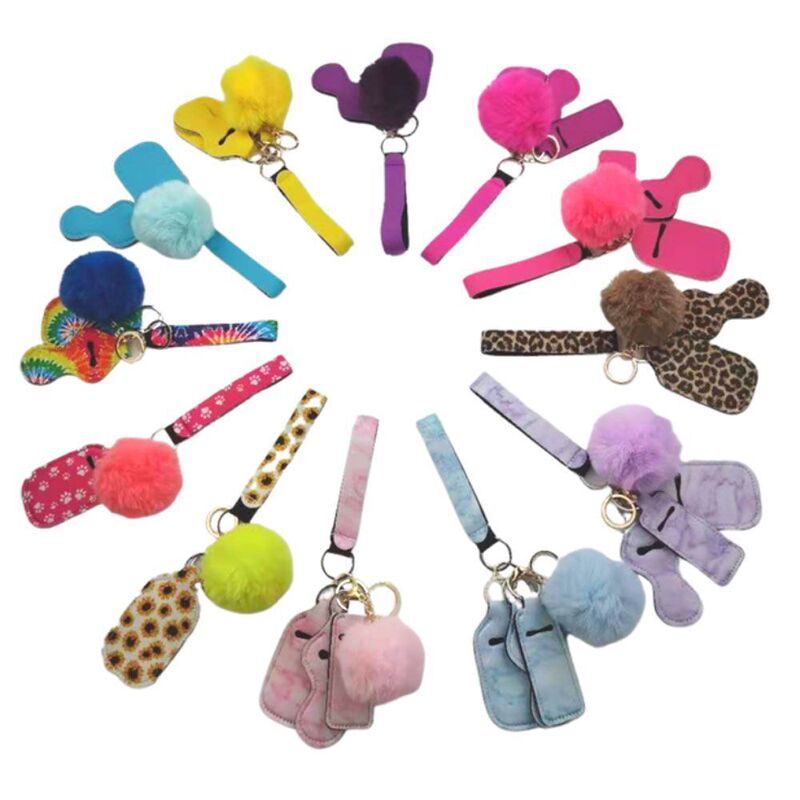 Diving Material Combination Keychain Plush Ball Set Hand Sanitizer Bottle Set Wrist Bag Women's Satchel Pendant
