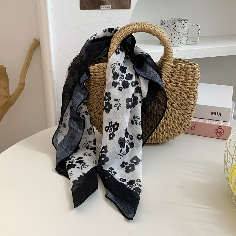 Cintas para el cabello, nueva impresión de letras coreanas, bufandas de seda, decoración profesional para mujeres, bufandas con bufandas cuadradas