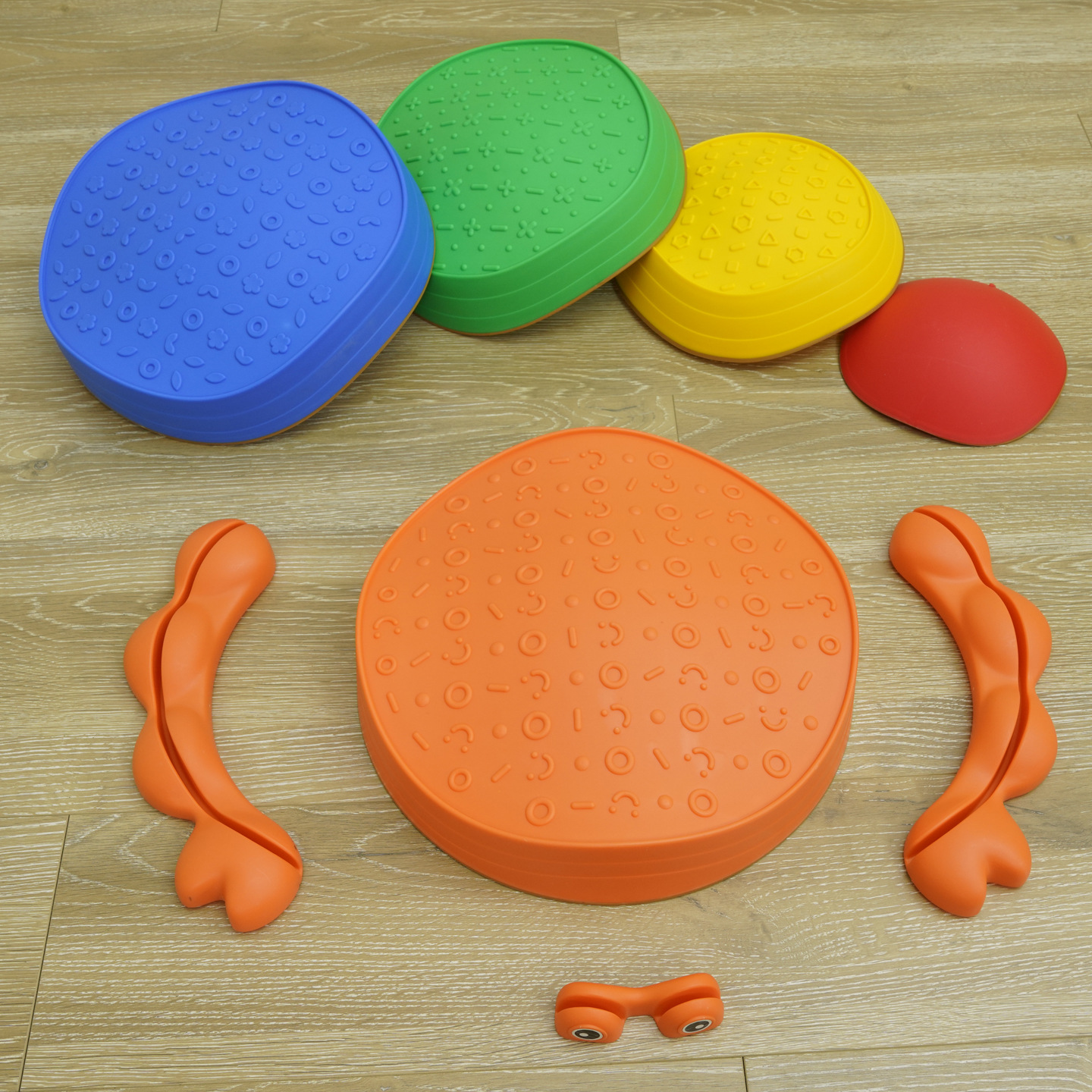 Cangrejo a través del río piedra de equilibrio para niños equipos de entrenamiento sensorial de movimiento para bebés caseros pedaleos sensoriales almohadilla táctil