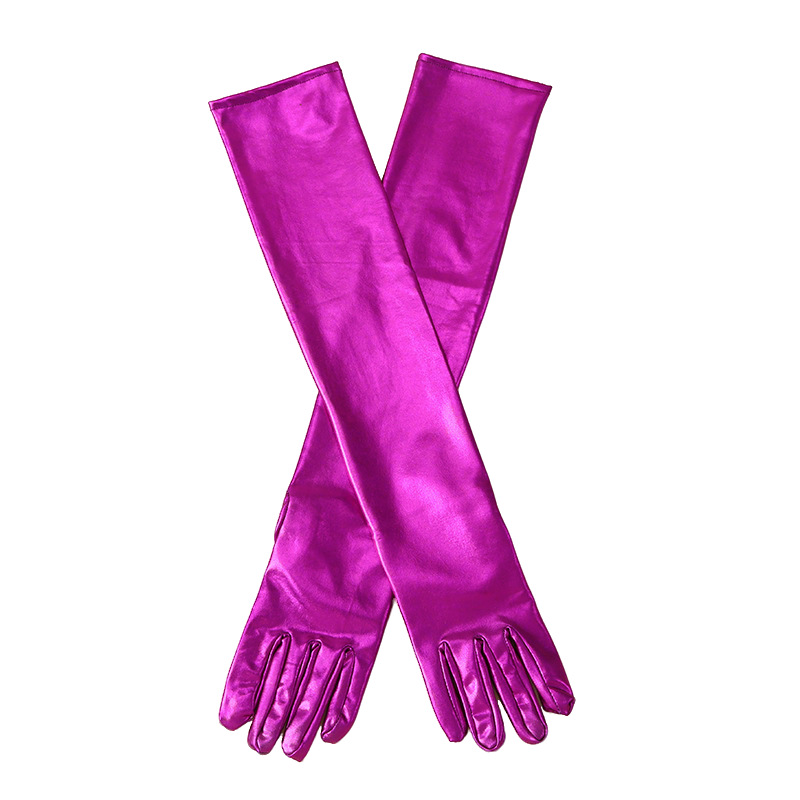 Guantes Largos de Charol para Mujer, 50 cm, Sexys, Elásticos, para Disfraces de Ópera, Cosplay, Color Oscuro