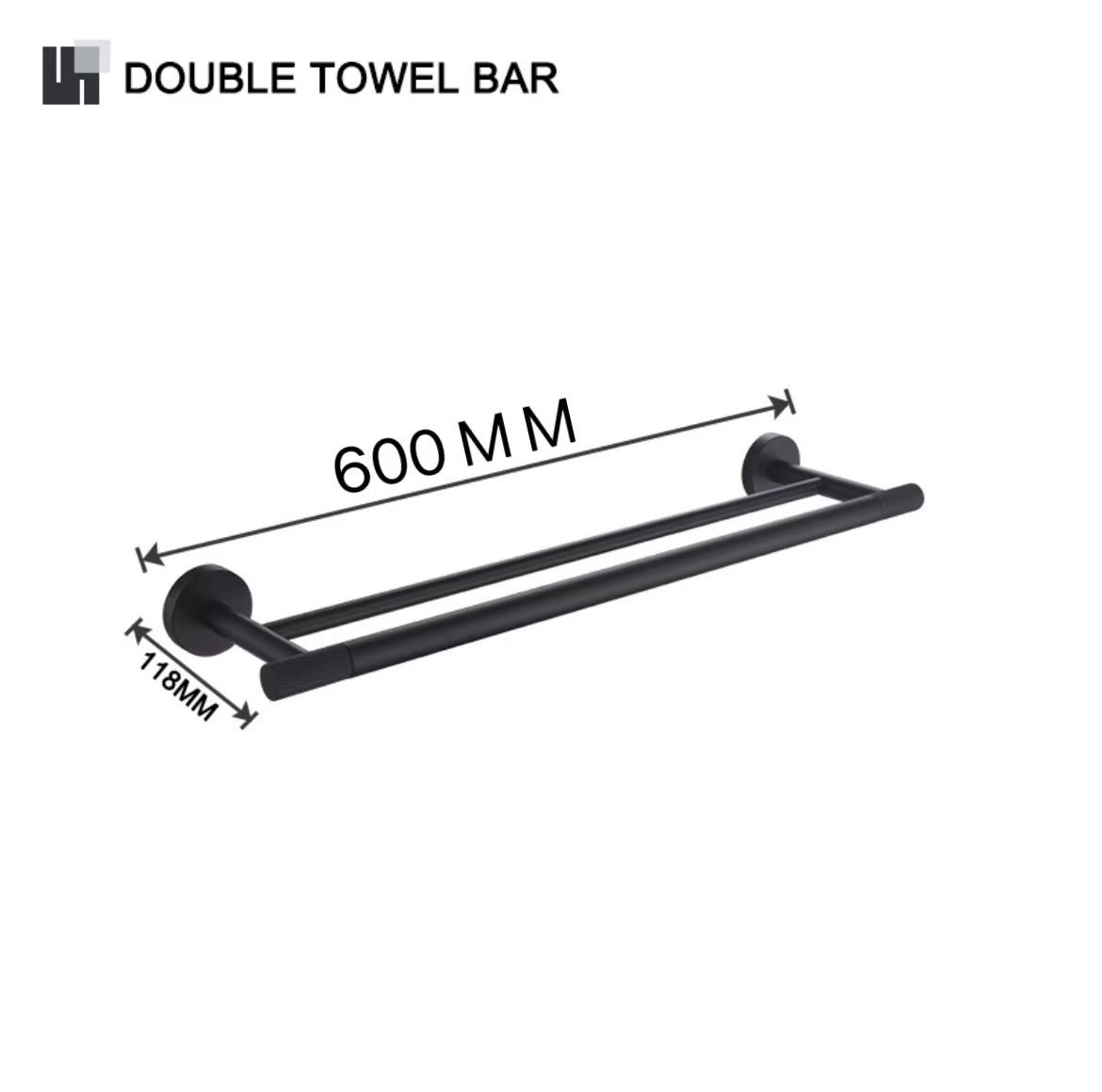 Toallero de baño de acero inoxidable negro mate transfronterizo Toalla de toalla Soporte de toalla de papel Gancho de ropa Baño de hotel Colgante de sala de moleteado de latón