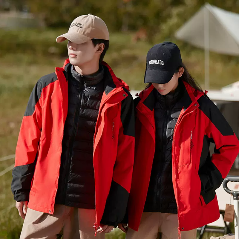 冬季冲锋衣男两件套三合一棉服保暖防风防寒羽绒内胆登山服外套女