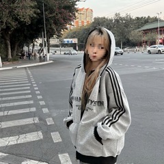 纯棉美式高街重磅连帽卫衣男女款秋冬青少年oversize宽松休闲外套