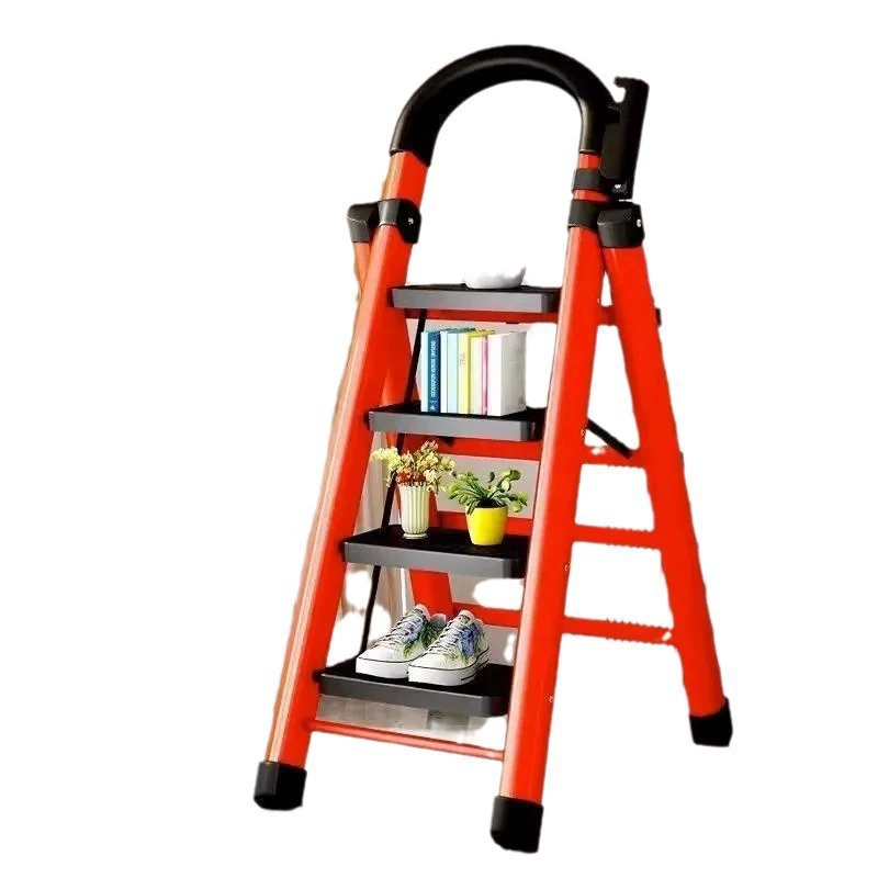 Ladder household folding ladder thickened carbon steel herringbone ladder mobile staircase telescopic ladder step ladder multi-functional indoor ladder