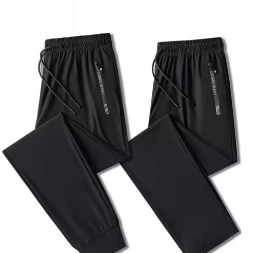 Slim-fit summer tights for men, ribbed, breathable, casual, sports, quick-drying, elastic straight-leg, plus-size