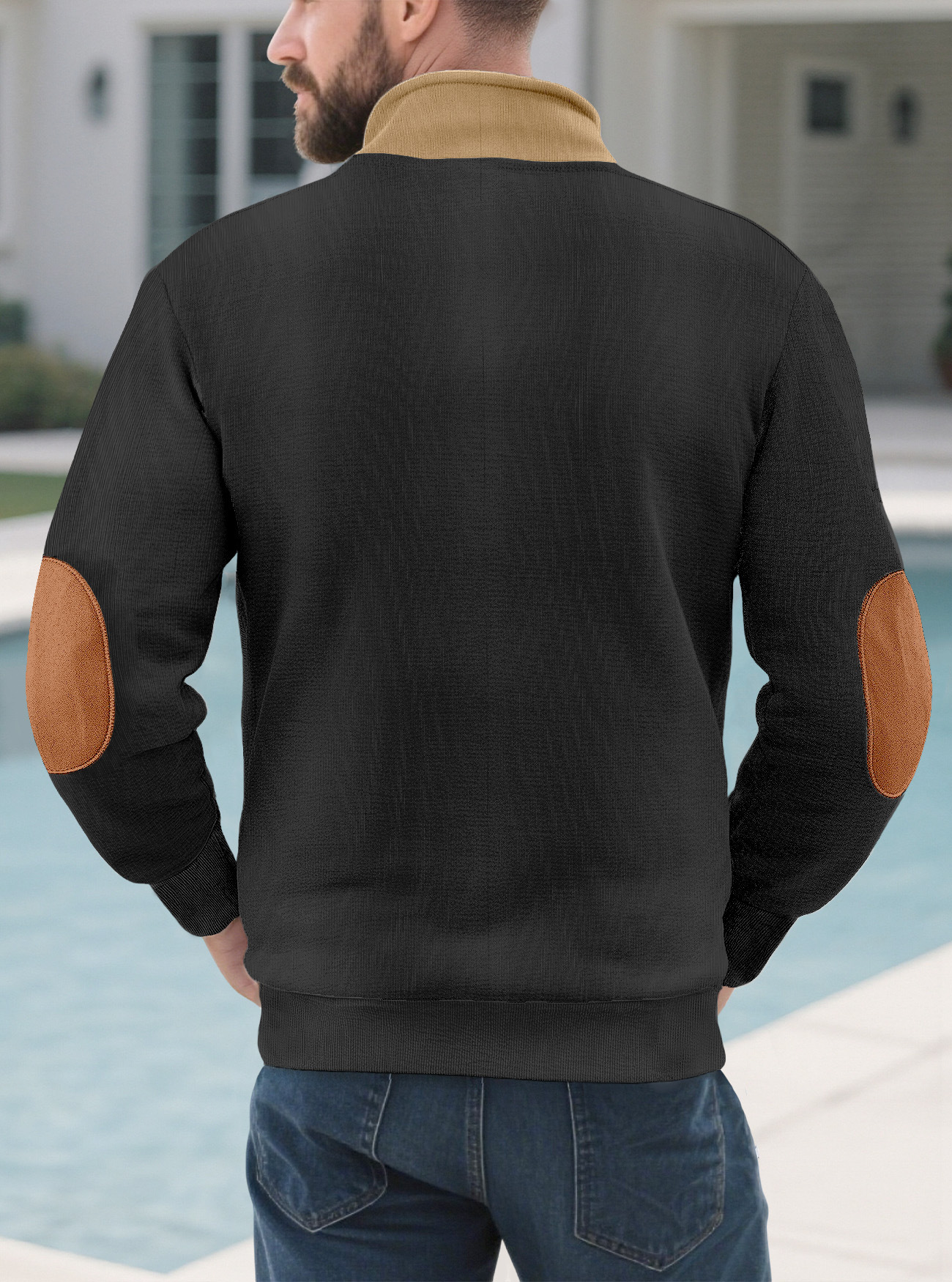 Retro Half Zip Sweatshirt For Men With Patchwork Embroidery_voghion.com