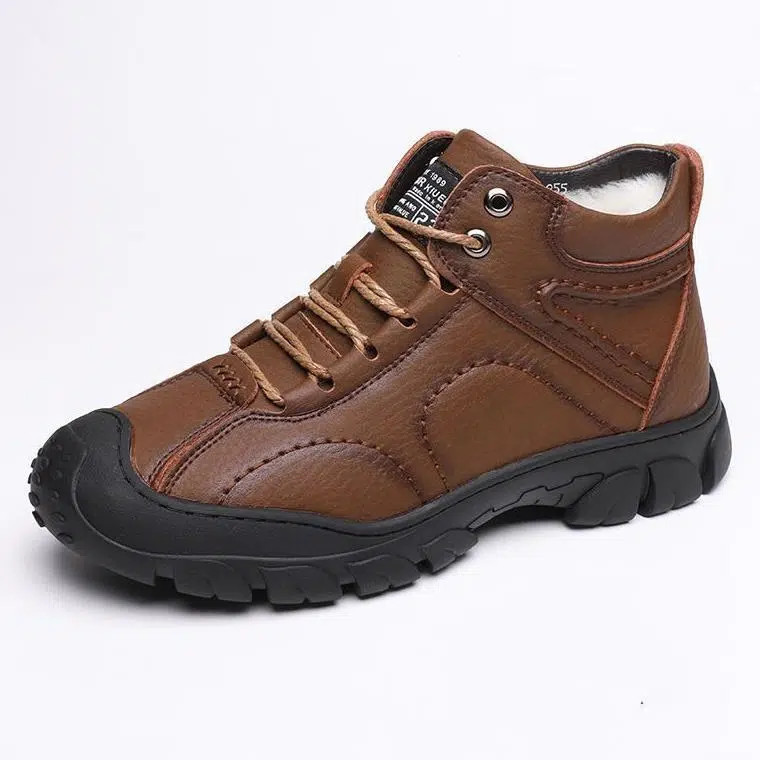 Zapatos de hombre de otoño e invierno zapatos de hombre de alto Comercio exterior zapatos casuales moda de suela gruesa zapatos acolchados de algodón de suela gruesa Comercio exterior forrado de lana caliente botas de nieve para hombres