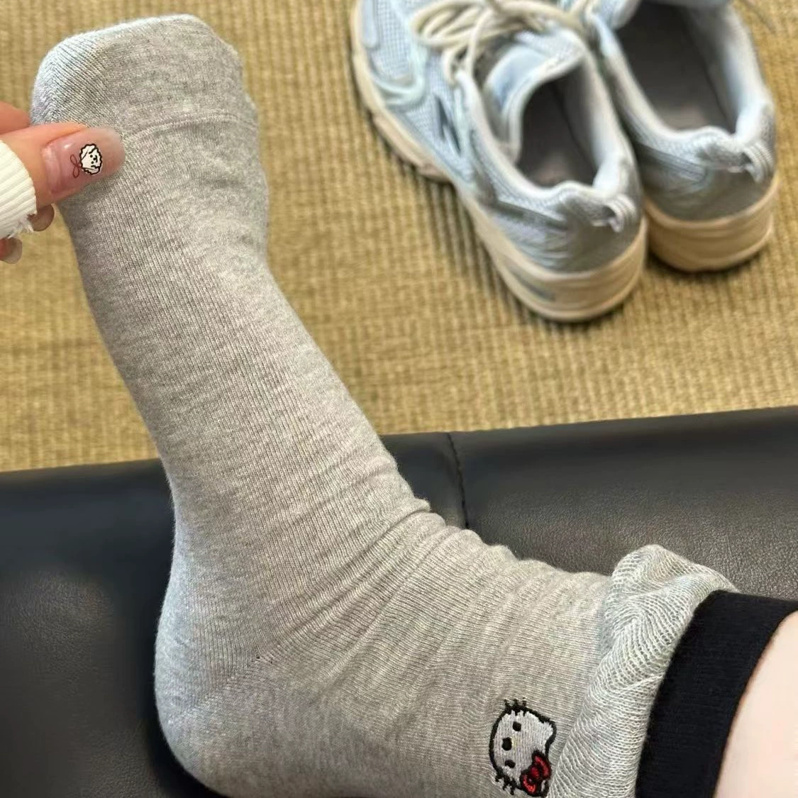 Japan-style Kitty cute cartoon cat mid-calf bubble socks stacked socks double-layer breathable socks versatile