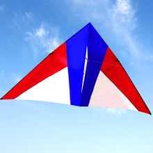 潍坊风筝百特风筝格子布2米红白蓝三角风筝实惠易飞成人风筝