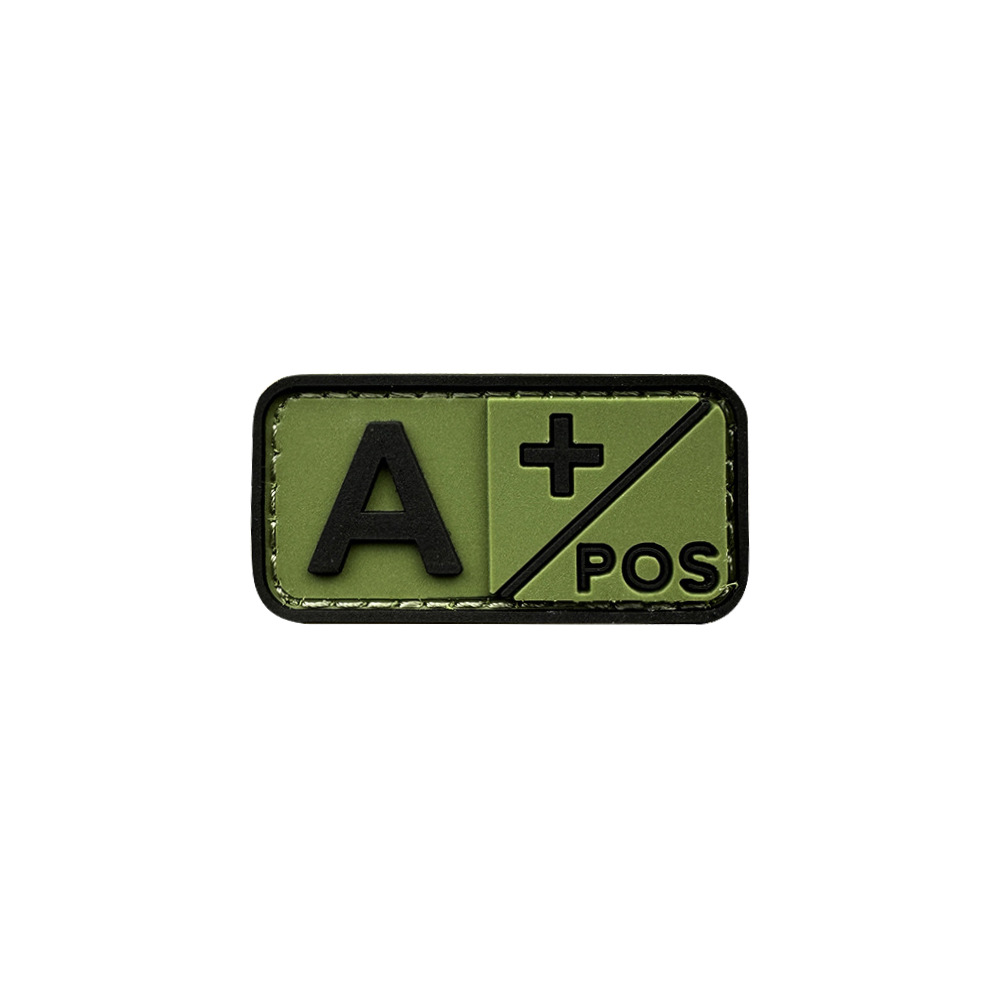 PVC de goma suave tipo de sangre tira de identificación táctica de Velcro 3D Parche de goma A AB O B + POS capítulo de tipo de sangre en stock