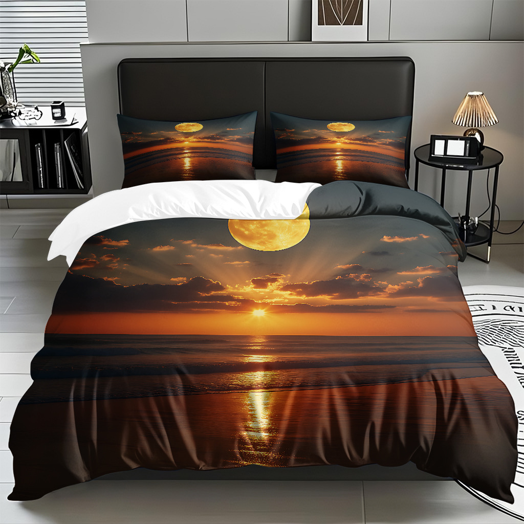 TEMU / JIT Amazonas textiles caseros transfronterizos hermosa vista al mar HD conjunto de edredón de impresión digital para diseñar