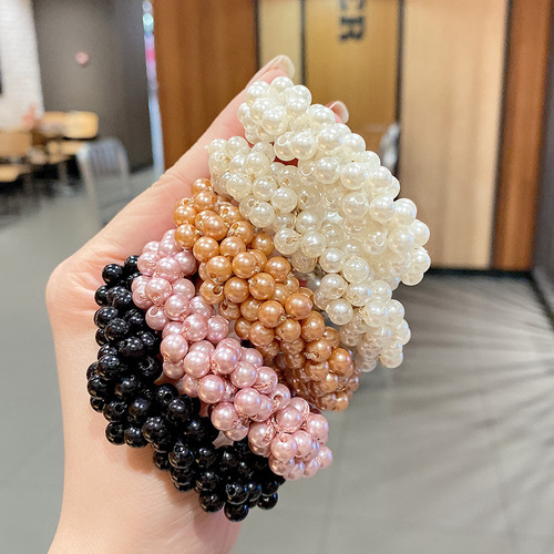 South Korea's Dongdaemun new headband rubber band hair tie Korean version braided pearl hair tie rubber band hair accessories head flower