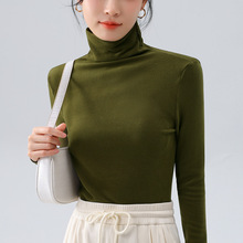 高领德绒打底衫女2024欧货新款女装双面磨毛保暖内搭弹力收腰上衣