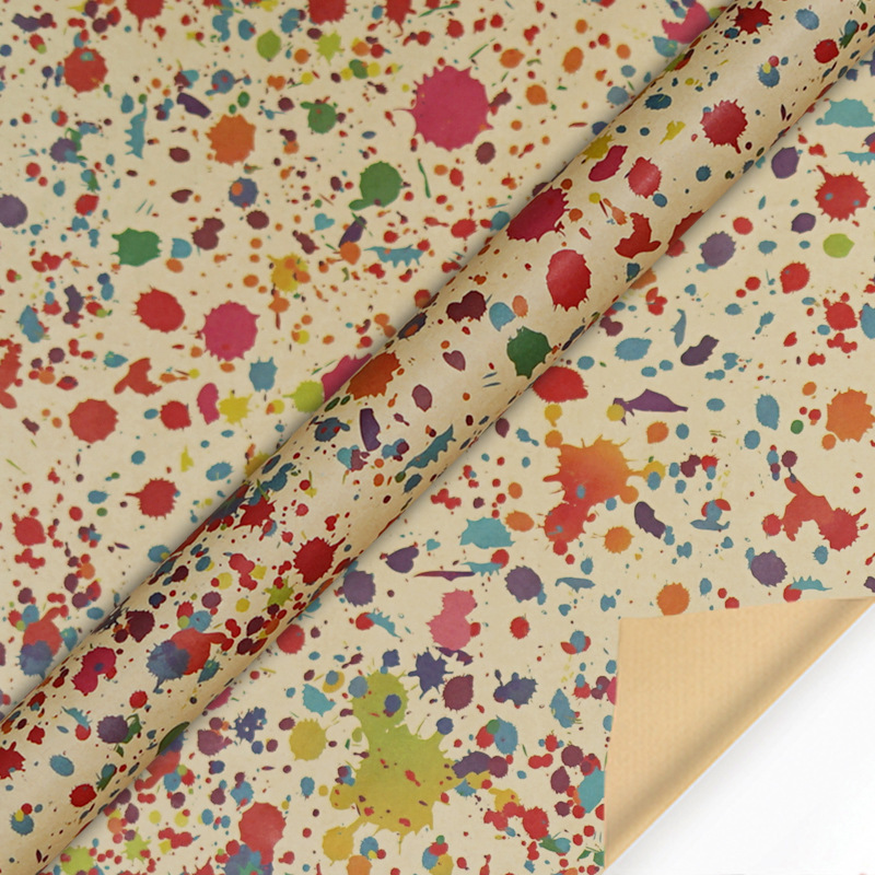 Transfronterizo nuevo feliz cumpleaños papel de embalaje de papel Kraft lindo libro de dibujos animados papel de regalo en stock al por mayor