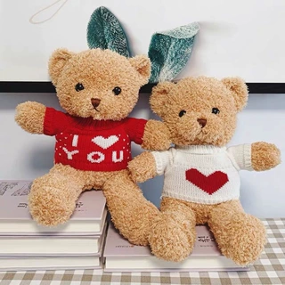 圣诞节小熊情侣礼物I LOVE YOU爱心表白泰迪棕色熊毛绒玩具公仔