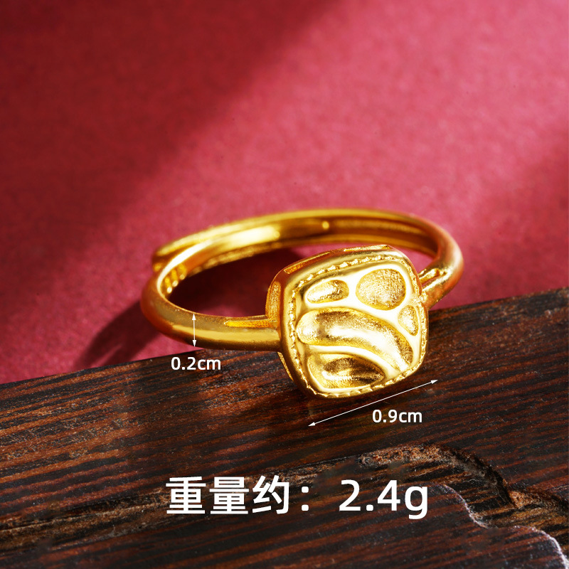 La antigua pulsera de oro de arena francesa de Vietnam no se desvanece durante mucho tiempo, ondas de agua, anillo geométrico cuadrado, pendientes, lujo ligero, joyería simple