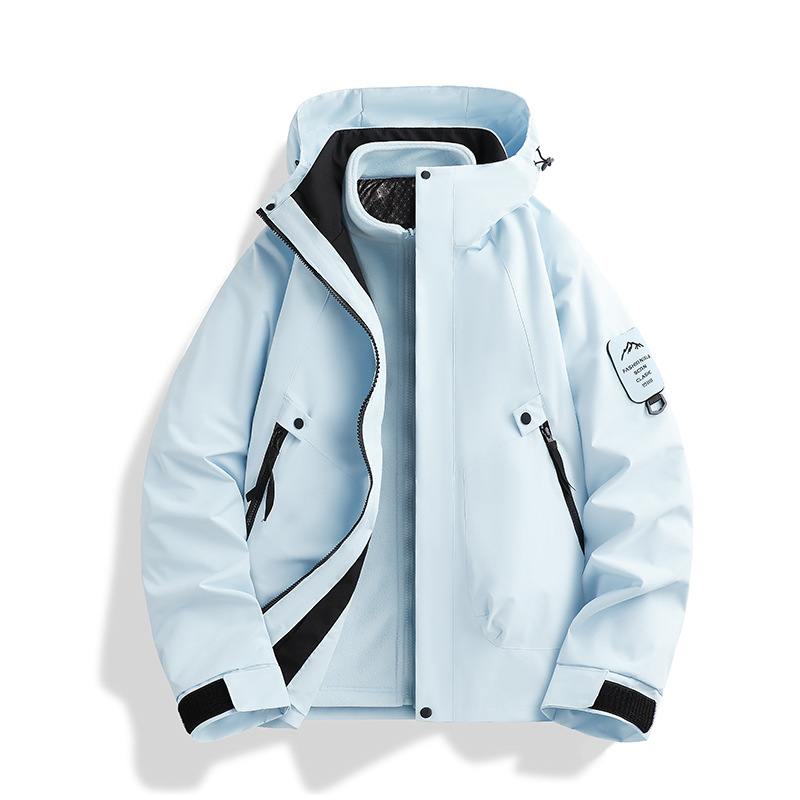 New thickened inner lining mountain-style outdoor waterproof jacket, three-in-one jacket, unisex jacket