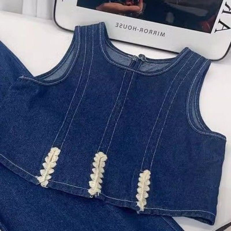 女童装仿牛仔三件套装2025秋季新款韩系女孩春秋装洋气儿童阔耐用|undefined