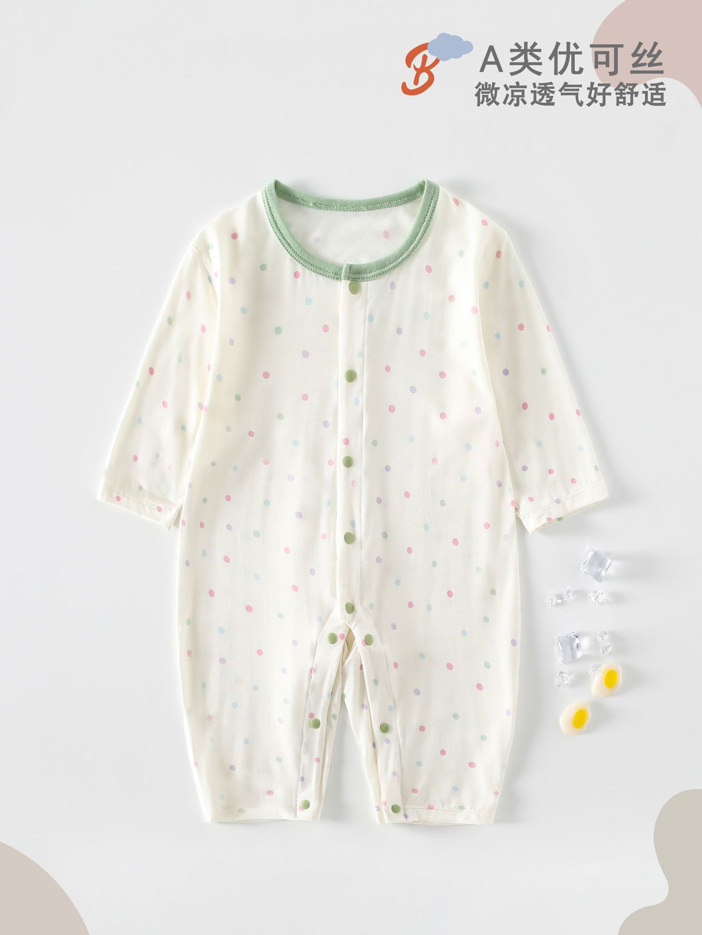 ベビージャンプスーツ、夏用薄手で通気性のあるクラスAベビー服、ベビー服、テンセル新生児空調服