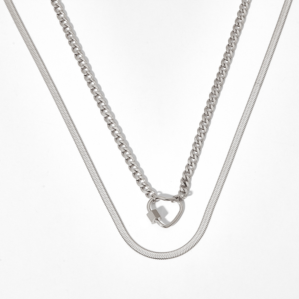 Simple Style Heart Shape Stainless Steel Plating Layered Necklaces Colorza_colorza_5
