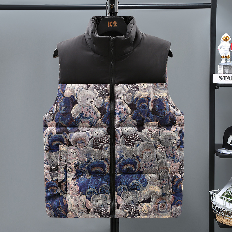 Ανδρικά Ρούχα Μοντέρνο φθινόπωρο και χειμώνα μεταξωτό βαμβακερό γιλέκο για άνδρες Κορεάτικο στυλ με λεπτό γιακά σε προσφορά, βαμβακερό γιλέκο, γιλέκο για άνδρες_voghion.com