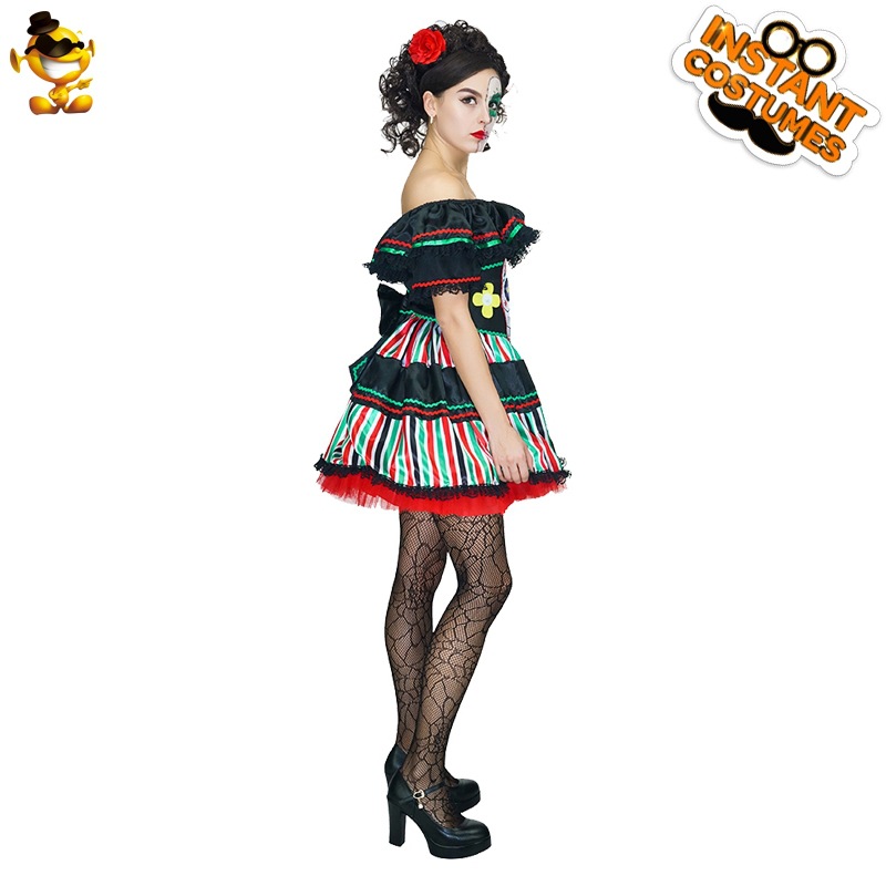Halloween de las mujeres adultas Día de los muertos vestido de novia fantasma Festival femenino fantasma hueso etapa rendimiento ropa de fiesta distribución al por mayor