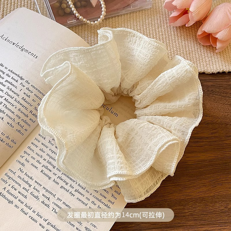 韩系春夏蝴蝶结大肠发圈女款蕾丝碎花头绳粉色方巾大号发饰|undefined