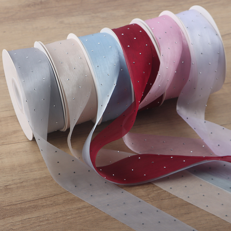 (2개) 공장 재고 도매 직접 판매 꽃 포장 재료 다이아몬드 실크 리본 꽃 케이크 선물 장식 리본