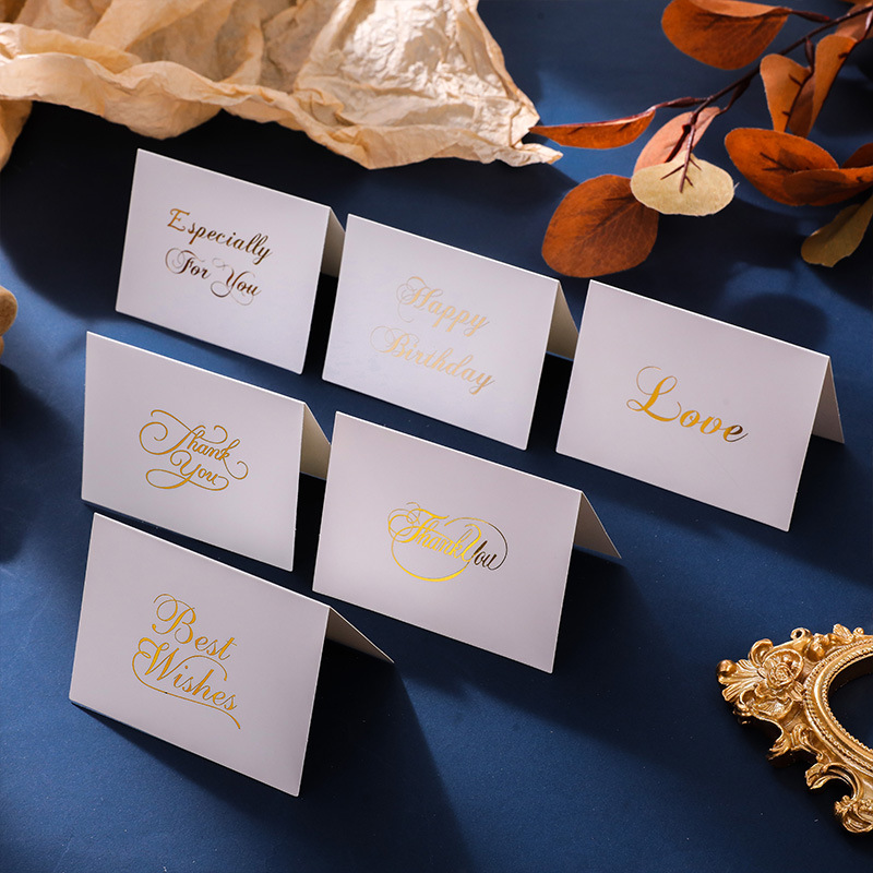 Birthday Festival Letter Pattern Fashion Style Bronzing Craft Simple Bronzing Thank You Holiday Creative Greeting Card With Envelope